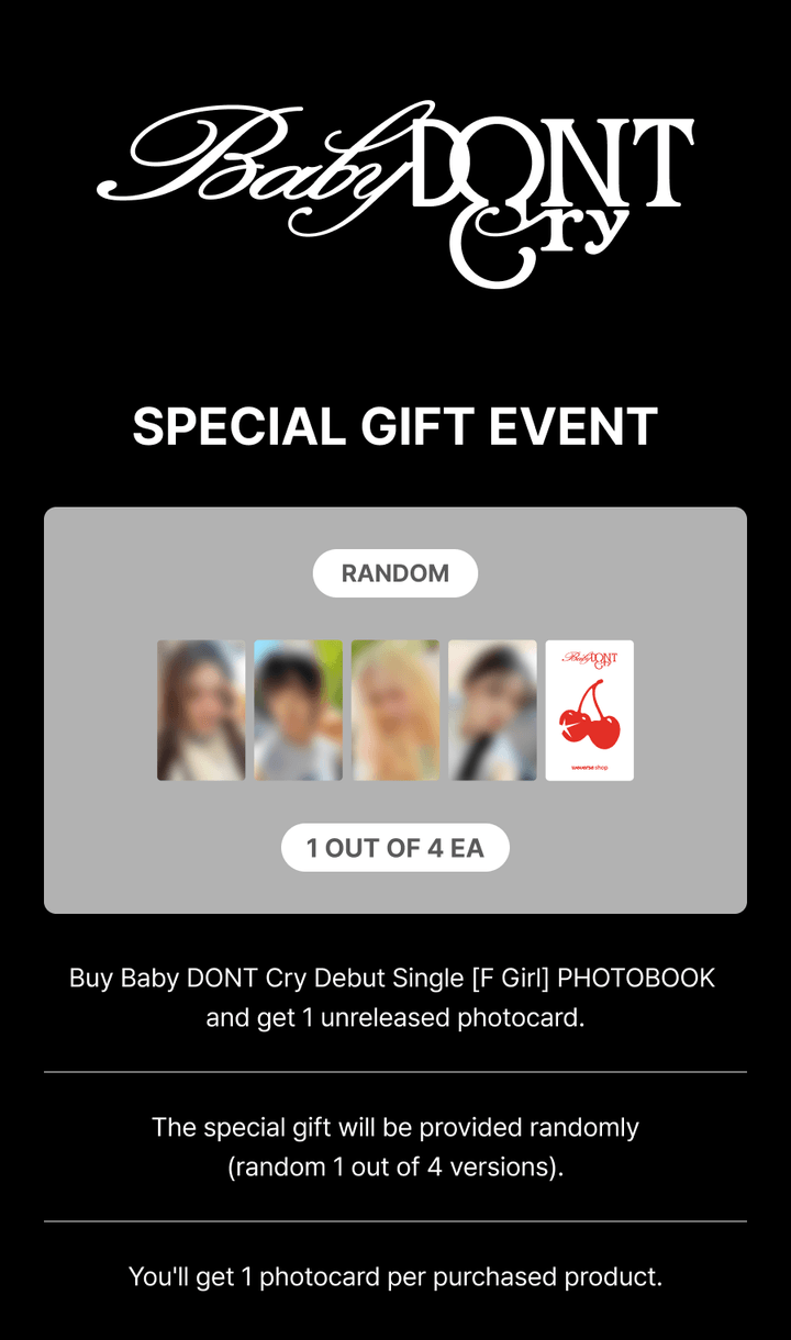 Baby DONT Cry Debut Single [F Girl] PHOTOBOOK pob included
