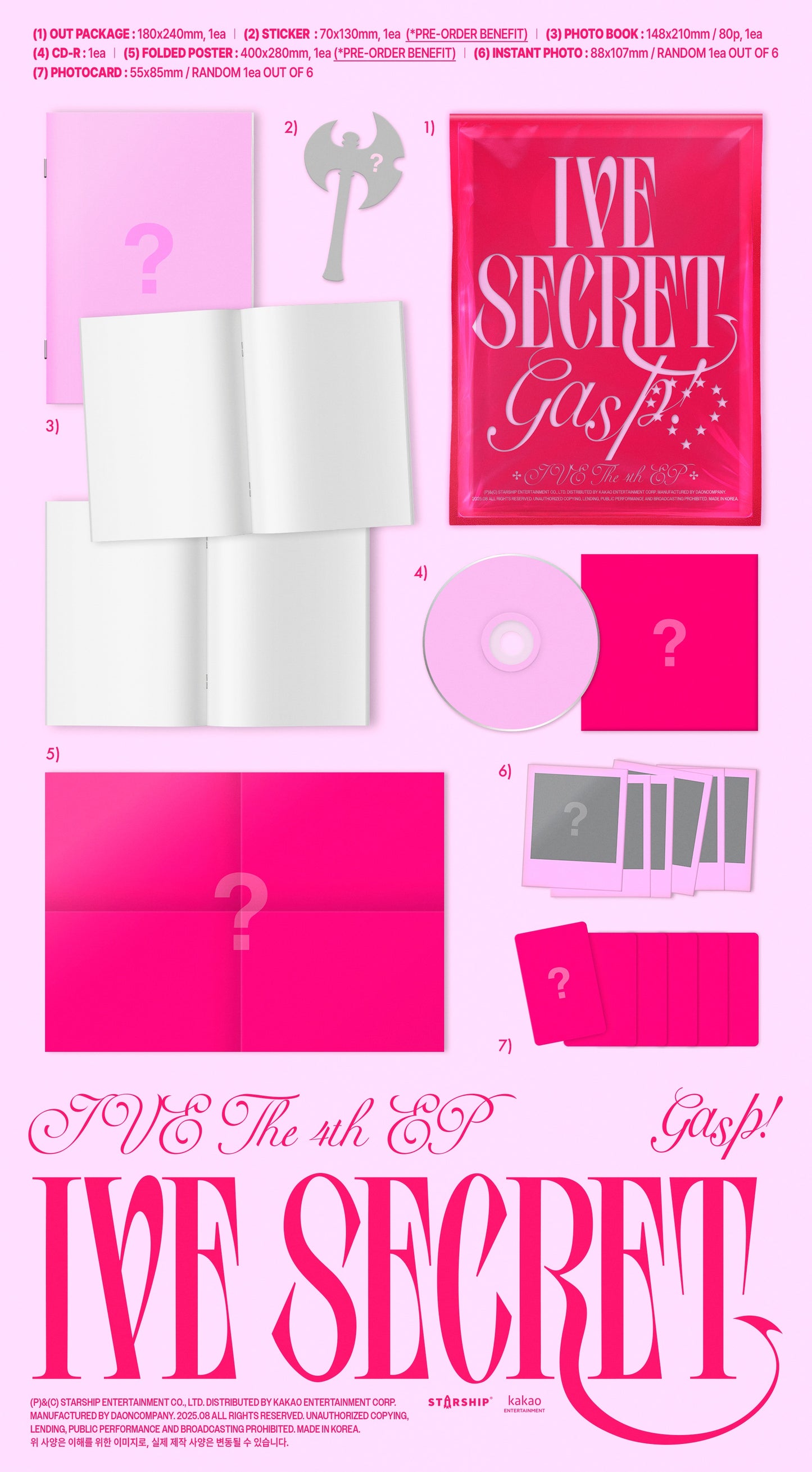 IVE - 4th Mini Album [IVE SECRET] (Shh! Ver. + Gasp! Ver. + Psst! Ver. + LOVED IVE Ver.)
